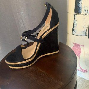 Massimo Dutti Navy Wedge Sandal